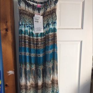 Strapless abstract patterned dress, new with tags